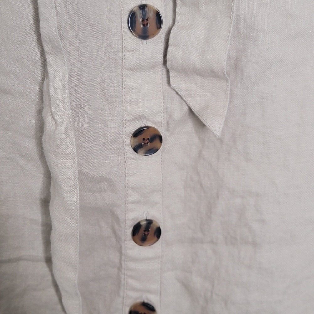 Christian Siriano Skirt Large Beige Linen Button Front Tie Waist‎ Midi Coastal - Picture 3 of 8